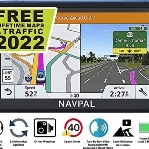 Slimline GPS Navigation for Car, (7 INCH) USA Edition 2022 (Free Lifetime Updates) Turn-by-Turn Voice and Lane Guidance, Speed and Red Light Warning (American Brand)