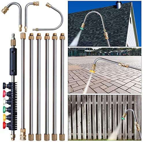 Xiny Tool Pressure Washer Extension Wand, 10 Pack Upgrade Power Washer Lance with 5 Atomization Nozzle Tips, 30°, 90°,1 Gutter Cleaner Attachment Curved Rod, 1/4" Quick Connect, 4000 PSI - Image 4
