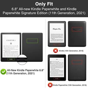 MoKo Case for 6.8″ Kindle Paperwhite (11th Generation-2021) and Kindle Paperwhite Signature Edition, Origami Standing Shell Cover with Magnetic PC Back Cover for Kindle Paperwhite 2021, Denim Gray