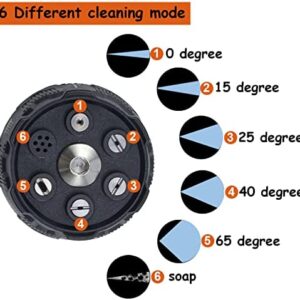 Tempono Pressure Washer Nozzle, 6-in-1 Tips Adjustable for Power Washer, 2500 PSI, 1/4 Inch Quick Connector