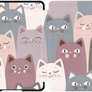 Case Compatible with Kindle Paperwhite Case Fits 10th Generation 2018 Released eBook Reader Covers Smart Accessories PU Leather Kindle Covers – Funny Cats Light Grey Cats