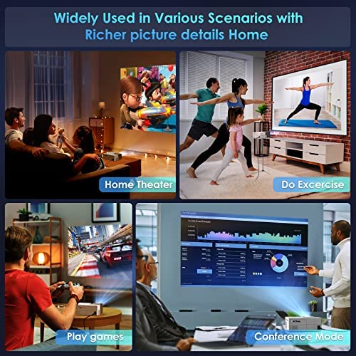 Native 1080P 5G WiFi Bluetooth Projector 4K Support, 340 ANSI YOWHICK Outdoor Movie Projector with Screen and 300" Display, Video Projector Compatible w/iOS/Android/Win/TV/PS5, White - Image 7