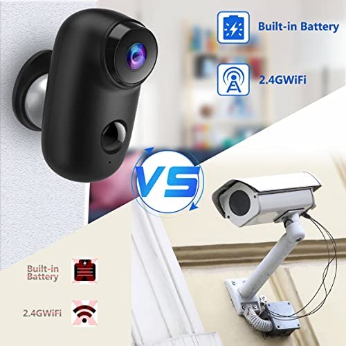 Wireless Rechargeable Battery Powered Security Camera Outdoor, 1080P 2.4G WiFi IP Camera with Night Vision, Motion Detection and 2-Way Audio, IP65 Waterproof Outdoor/Indoor ,Cloud Service- Black - Image 5