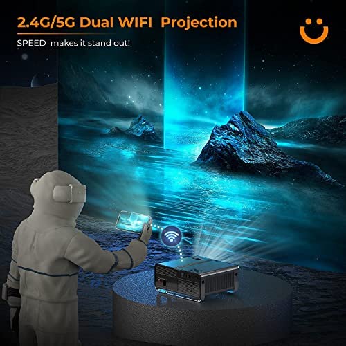 YABER V10 5G WiFi Bluetooth Projector 9800L Full HD 1080P 400 ANSI Lumen Projector Carry Bag Included Support 4K, 4D/4P Keystone&Zoom, Home Theater&Outdoor Video Projector for iOS/Android/PC/PPT/PS5 - Image 2