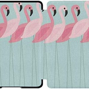 QIYI Cover Fits All-New Kindle Paperwhite Water-Safe Fabric 10th Gen 2018 Leather Cases Kids Accessories Ereader Protective Sleeves Shock Absorption – Flamingos in Line