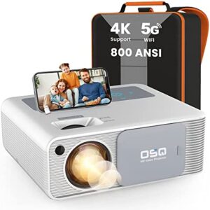 5G WiFi 1080P Projector 4K Supported – OSQ 800 ANSI HD Outdoor Movie Projector with Bluetooth, 4P & ±50° Keystone, Zoom 50%, 300″ Home Cinema Video Projector Support PPT, PS4, TV Stick, Laptop, Phone