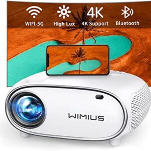 5G WiFi Bluetooth Projector, WiMiUS P60 420 ANSI LM 4K Supported Native 1080P Projector, 500″ Display 4P/4D Keystone, Bluetooth 5.1, 50% Zoom Portable Projector for Entertainment and Office 200000H