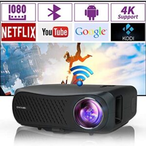 5G WiFi Native 1080P Projector 4K Supported, Smart Android Outdoor Movie Projector with Bluetooth, Digital Keystone/Zoom, Home Theater Projector Wireless Mirroring for Phone Laptop TV Stick HDMI USB