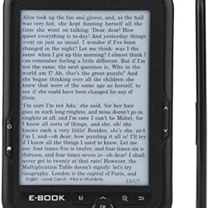 6” Portable E-Paper with 800×600 Resolution+Audio Player, E-Reader E-Book Reader with Electronic Ink Screen Available in 29 Languages with A Pair of Headphone and Leather Case, 16/8/4GB(Black 8G)