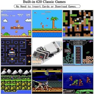 Classic Mini Retro Video Game Console with Preloaded 620 Games & 2 Controllers, Old School Video Games System for Kids, Birthday Gift Happy Childhood Memoriess, AV Output ONLY