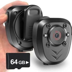 64GB Body Camera Police Civilians Patrol Portable Body Mounted Camcorder 1080P Night Vision 6 Hours Battery Life Audio Recording Wearable Video Recorder for Law Enforcement Indoor Outdoor Security