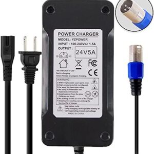 Abakoo New 24V 5A Battery Charger Power Supply for EA1065, S150, 1107 614HD Smart Automatic with XLR Connector