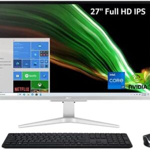 Acer Aspire C27-1655-UA93 AIO Desktop | 27″ Full HD IPS Display | 11th Gen Intel Core i7-1165G7 | NVIDIA GeForce MX330 | 16GB DDR4 | 512GB SSD | 1TB HDD | Intel Wireless Wi-Fi 6 | Windows 10 Pro