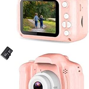 Acuvar Full 1080P Kids Selfie HD Compact Digital Photo and Video Rechargeable Camera with 32GB TF Card & 2″ LCD Screen and Micro USB Charging Drop Proof (Pink)