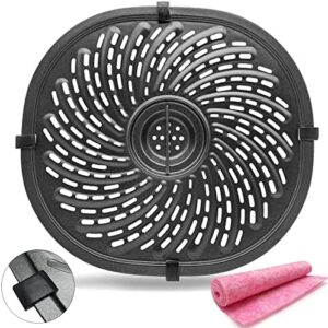 Air Fryer Replacement Parts, 7QT Upgraded Grill Pan Crisper Plate Tray Non-Stick Coating Air Fryer Accessories Rack with Rubber Bumpers for Power XL Gowise and More Air Fryer, Dishwasher Safe