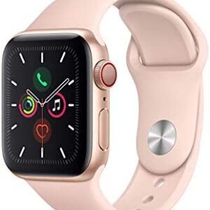 Apple Watch Series 5 (GPS + Cellular, 40MM) – Gold Aluminum Case with Pink Sport Band (Renewed)