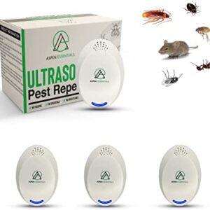 Aspen Essentials Ultrasonic Pest Repeller 4 Pack Electronic Plug in Indoor Pest Repellent | Pest Control for Home, Office, Warehouse and Hotel