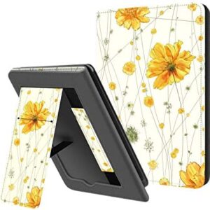 Ayotu Folding Case for All-New Kindle 10th Gen 2019 Release,with Auto Wake/Sleep , Lightweight Leather Hands-Free Stand Cover with Hand Strap (Not Fit Kindle Paperwhite), Yellow Flowers