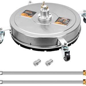 BEETRO 20” Pressure Washer Surface Cleaner Attachments with 4 Wheels, Stainless Steel Housing and 2 Spray Wands, Power Washer Accessory for Driveway,Sidewalk,Deck, Patio, Max.4000 PSI