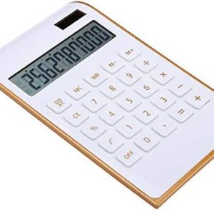 Calculator, Slim Elegant Design, Office/Home Electronics, Dual Powered Desktop Calculator, Solar Power, 10 Digits, Tilted LCD Display, Inclined Design, White (Slim2)