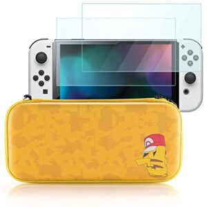 CampFENSE Carrying Case for Switch/Switch OLED, Protective Hard Shell Travel Carry Case compatible with Console & Accessories, with 10 Game Card Slots and 2 Screen Protectors (The Back)