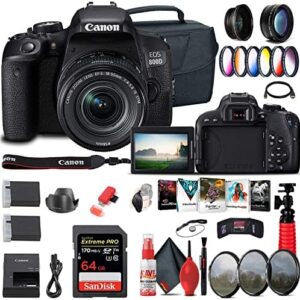 Canon EOS Rebel 800D/T7i DSLR Camera with 18-55 4-5.6 is STM Lens (1895C002) + 64GB Card + Color Filter Kit + Case + Photo Software + LPE17 Battery + External Charger + More (Renewed)