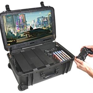 Case Club PlayStation 4 & PS4 Slim/Pro Portable Gaming Station with Built-in 24″ 1080p Monitor, Storage for Controllers, Games, and Included Speakers (PS4 & Accessories Not Included) Gen 2