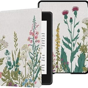 Colorful Star Floral Slimshell Case for 6″ Kindle Paperwhite 10th Generation 2018 Release – Botanical Flowers Patterned PU Leather Covers for Kindle Paperwhite E-Reader Accessory – Colorful Plants