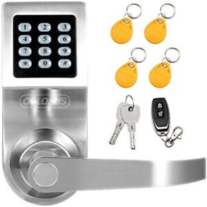 Colosus NDL302 Keyless Electronic Digital Smart Door Lock, Keypad – Smartcode Security, Grant & Control Access for Home, Office (Silver – 4 Key Fobs)