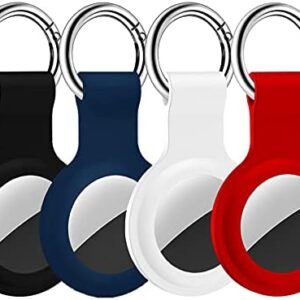 Compatible with AirTag Case Keychain Air Tag Case Holder Silicone AirTags Key Ring Cases Air Tags Key Chain Compatible with Apple AirTag GPS Item Finders Accessories 4 Pack