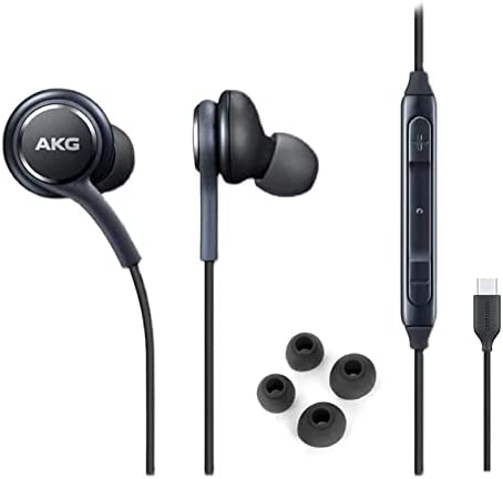 Corded Type-C Earphones Earbuds Stereo Headphones for Samsung Galaxy S22 Ultra S22 Plus Galaxy S21 Ultra 5G, Galaxy S10, Note 10+ - Designed by AKG - with Microphone and Volume Remote Type-C Connecto