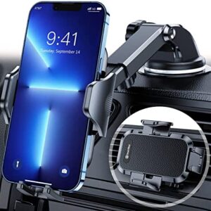 DesertWest Car Phone Holder Mount, [Military Grade] Cell Phone Holder for Car Dashboard Windshield Air Vent Compatible with iPhone 13 Pro Max 12 11 X XS XR 8 7, Samsung Galaxy S21 S20 S10+ All Phones