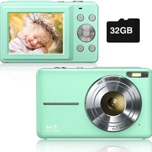 Digital Camera 1080P 44MP Kids Camera Digital Point and Shoot Camera with 32GB Memory Card,16X Zoom Vlogging Camera for Children Boys Girls Students