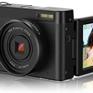 Digital Camera for Beginners, Travel Cameras for Photography, Upgrade Autofocus Function, 2.7K 48MP 16X Digital Zoom Flip Screen Video Camera for Student and Starter, with 2 Batteries