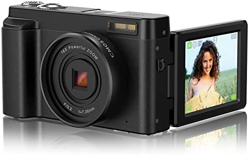 Digital Camera for Beginners, Travel Cameras for Photography, Upgrade Autofocus Function, 2.7K 48MP 16X Digital Zoom Flip Screen Video Camera for Student and Starter, with 2 Batteries
