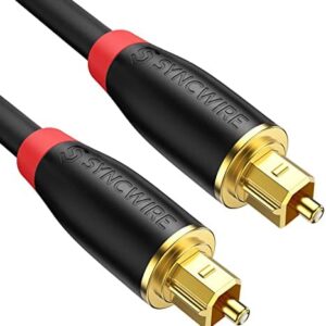 Digital Optical Audio Cable Toslink Cable – [24K Gold-Plated, Ultra-Durable] [S] Syncwire Fiber Optic Male to Male Cord for Home Theater, Sound Bar, TV, PS4, Xbox, Playstation & More – 5.9ft