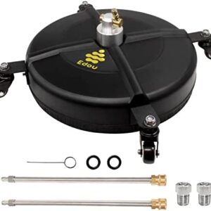 EDOU 15-Inch Pressure Washer Surface Cleaner – Power Washer Accessory with wheels – 2 Extension Wand Attachments – Ideal for Cleaning Driveways, Sidewalks, Patios – 4000 PSI Max Pressure (Black)