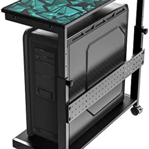 EUREKA ERGONOMIC Height Adjustable Computer Tower Stand, ATX-Case CPU Holder Under Desk Printer Cart Mobile PC Laptop Standing Table Home Office Gaming Accessories W Rolling Wheels & Mouse Pad, Black