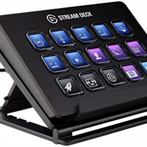 Elgato Stream Deck – Live Content Creation Controller with 15 Customizable LCD Keys, Adjustable Stand, for Windows 10 and macOS 10.13 or Late (10GAA9901)