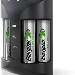 Energizer AA and AAA Battery Charger with 4 AA NiMH Rechargeable Batteries, Recharge Pro Battery Charger for Double A Batteries and Triple A Batteries