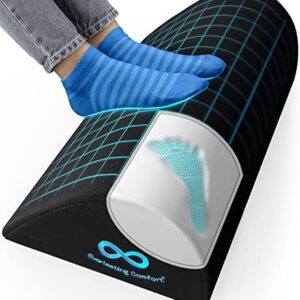 Everlasting Comfort Office Foot Rest for Under Desk – Ergonomic Memory Foam Foot Stool Pillow for Work, Gaming, Computer, Office Cubicle and Home – Footrest Leg Cushion Accessories (Black)