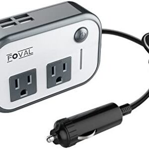 FOVAL 200W Car Power Inverter DC 12V to 110V AC Converter with 4 USB Ports Charger