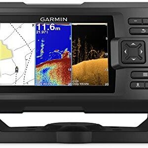 Garmin Striker Plus 5cv with Transducer, 5″ GPS Fishfinder with CHIRP Traditional and ClearVu Scanning Sonar Transducer and Built In Quickdraw Contours Mapping Software