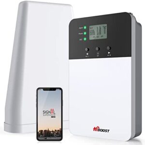 HiBoost Cell Phone Booster to 5000 sq ft, Cell Phone Signal Booster Boosts 4G LTE, Cell Booster for Verizon T-Mobile, 5G Compatible in Band 2/4/5/12/13/17/25/66, FCC Approved(10K Plus)