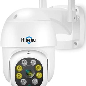 Hiseeu 2K 360° Pan/Tilt/Digital Zoom WiFi Security Camera Outdoor,Motion Tracking,Floodlights,3MP 2.4G WiFi Camera,Light Alarm,Color Night Vision,PC&Mobile Remote View,Two-Way Audio Security Camera
