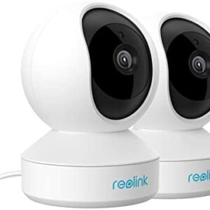 Home Security Camera System, Reolink 3MP HD Plug-in Indoor WiFi Camera, Pan Tilt Pet Camera, Baby Monitor, Night Vision, 2 Way Audio, Motion Alerts, 7 Day Free Cloud/Local SD Card Storage, E1(2 Pack)