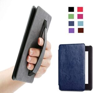 ISeeSee All-new Kindle Paperwhite Water-Safe Fabric Cover (10th Generation-2018),Holding Case PU Leather E-Reader Smart Cover with Auto Sleep/Wake for Amazon All-New Kindle Paperwhite 2018 Dard Blue