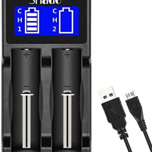Intelligent Charger, Snado LCD Display Universal Smart Charger for Rechargeable Batteries Li-ion Batteries 18650 18490 18350 17670 17500 16340 14500, Ni-MH/Ni-Cd A AA AAA Batteries (2 Slots)