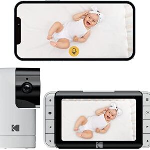 KODAK Cherish C525P Smart Video Baby Monitor with 5” Display Camera and Audio – Remote Pan-Tilt Camera with App and Night Vision- Long-Range WiFi Baby Monitor, HD Video, 2-Way Talk – IP Dog Nanny Cam