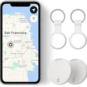 Key Finder Locator, Tracker for Keys and Wallets 2 Pack Two-Way Anti-Lost Alarm Phone Finder with Key Chain and Silicone Protective Case, Fit for Android/iOS (White)
